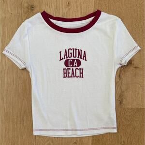 Aeropostale - Seriously Soft Laguna Beach Cropped Graphic Baby Tee in White